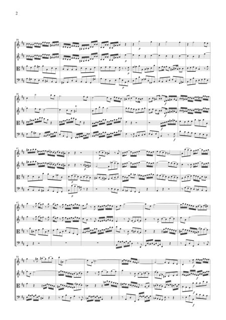 Js Bach Brandenburg Concerto No 5 All Mvts Bwv1050 For String Quartet Cb215 Page 2