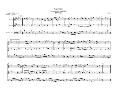 Js Bach Gavotte Arranged For 2 Flutes Cello Page 2