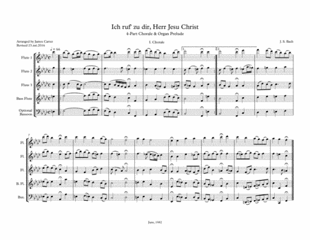 Js Bach Ich Ruf Zu Dir Herr Jesu Christ Arranged For Flute Choir 3 Flutes Bass Flute Opt Bassoon I Chorale Page 2