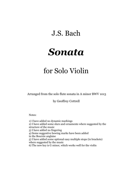 Js Bach Sonata For Solo Violin Arrangement Of Bwv1013 Page 2