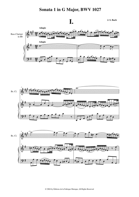 Js Bach Viola Da Gamba Sonata No 1 In G Major Bwv 1027 Arranged For Bass Clarinet And Piano Page 2