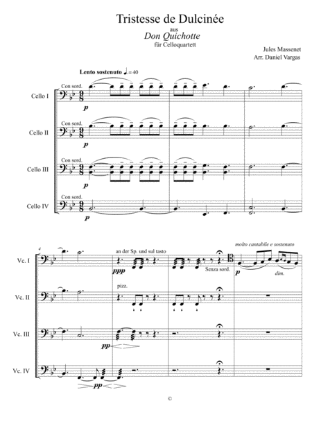 Jules Massenet Tristesse De Dulcine For Cello Quartet Page 2