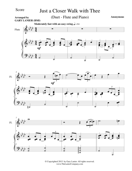 Just A Closer Walk With Thee Duet Flute And Piano Score And Parts Page 2