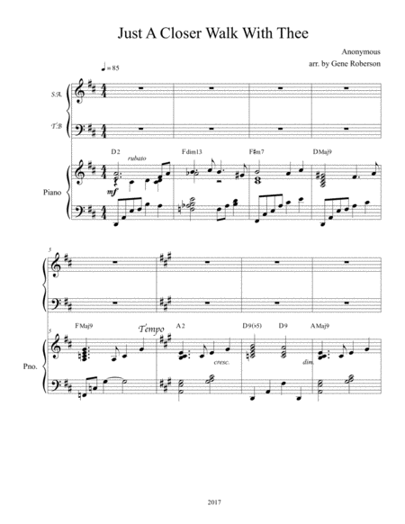 Just A Closer Walk With Thee Satb Choir Page 2