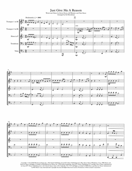 Just Give Me A Reason For Brass Quintet Page 2