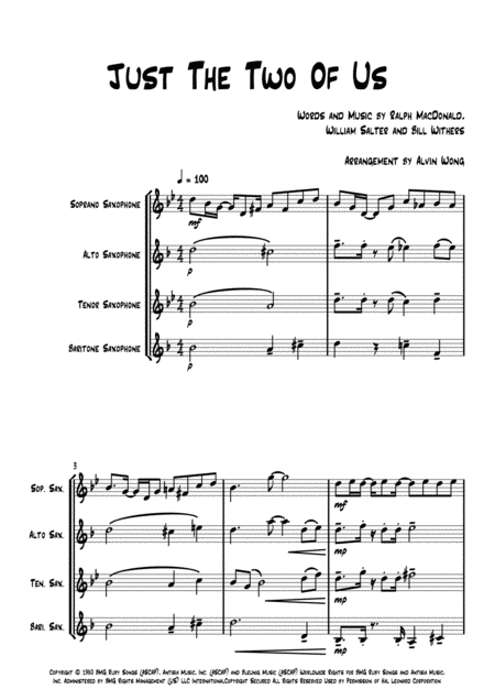 Just The Two Of Us Saxophone Quartet Page 2