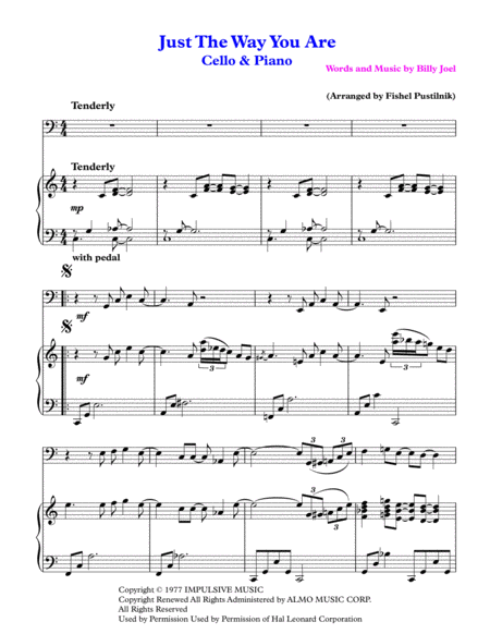 Just The Way You Are For Cello And Piano Page 2