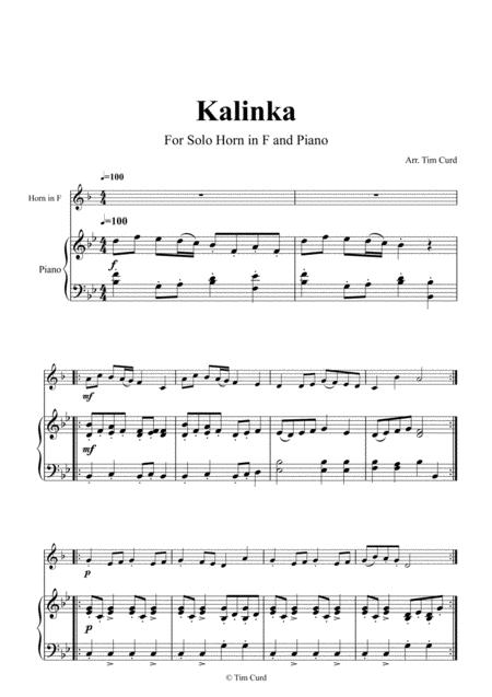 Kalinka For Solo Horn In F And Piano Page 2