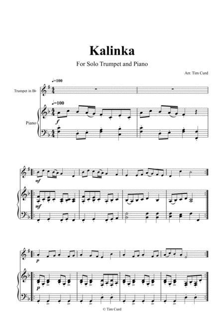 Kalinka For Solo Trumpet In Bb And Piano Page 2
