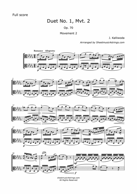 Kalliwoda J Duet No 1 Mvt 2 Op 70 For Two Violas Page 2