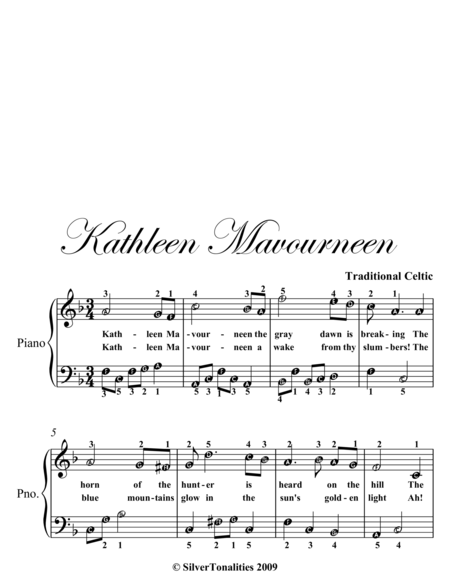 Kathleen Mavourneen Easy Piano Sheet Music Page 2