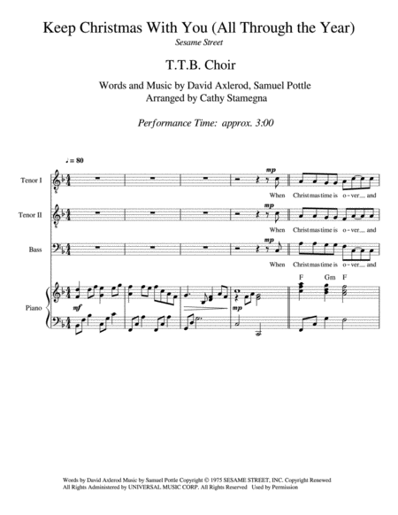 Keep Christmas With You All Through The Year Ttb Mens Choir Chords Piano Accompaniment Page 2