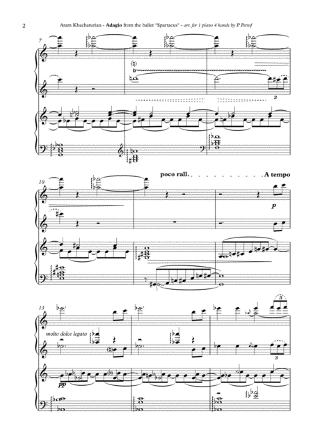 Khachaturian Adagio From The Ballet Spartacus 1 Piano 4 Hands Score And Parts Page 2