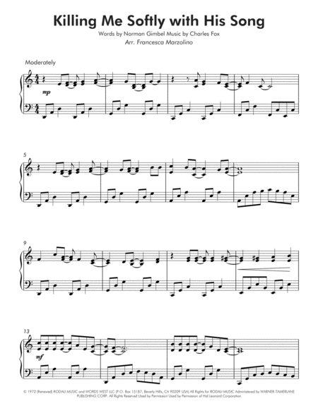 Killing Me Softly With His Song Intermediate Piano Page 2