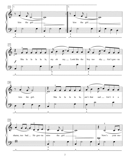 Kiss The Girl From The Little Mermaid Arr Phillip Keveren Page 2