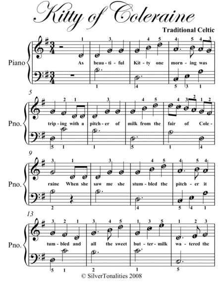 Kitty Of Coleraine Easiest Piano Sheet Music Page 2
