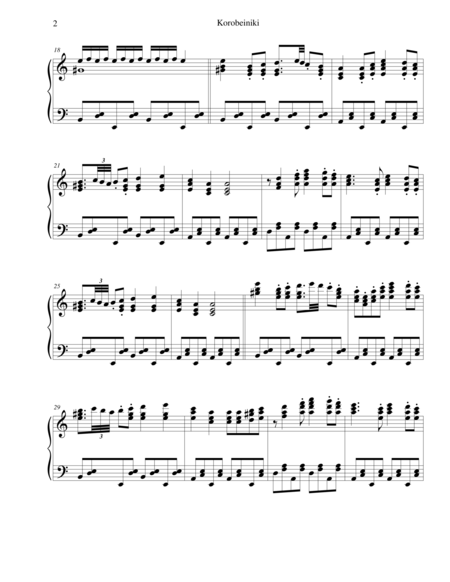 Korobeiniki Korobushka For Piano Page 2