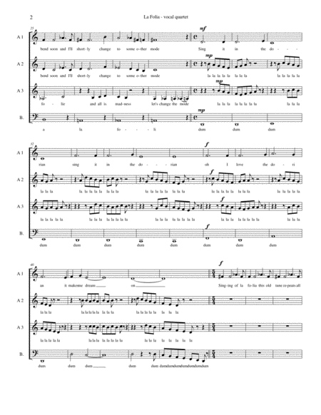 La Folia For Vocal Quartet 3 Altos And 1 Bass In Octatonic And Dorian Modes Page 2