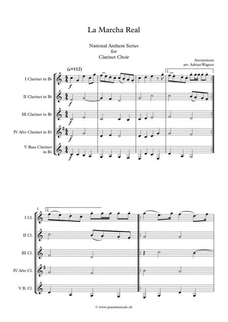 La Marcha Real National Anthem Of Spain Clarinet Choir Arr Adrian Wagner Page 2