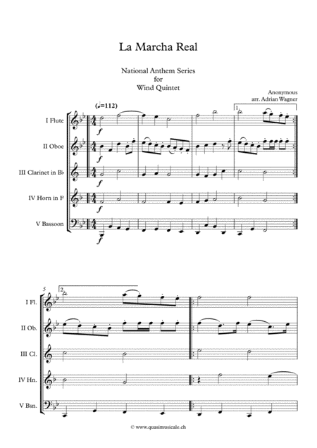 La Marcha Real National Anthem Of Spain Wind Quintet Arr Adrian Wagner Page 2