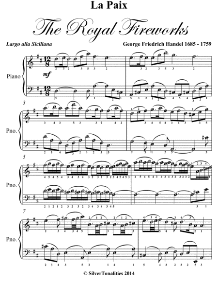 La Paix Royal Fireworks Easy Piano Sheet Music Page 2