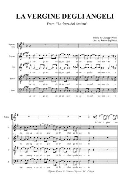 La Vergine Degli Angeli G Verdi For Sola And Satb Choir And Piano Pdf Files With Embedded Mp3 Files Of The Individual Parts Page 2