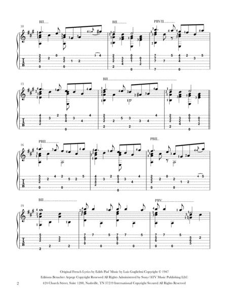 La Vie En Rose Guitar Chord Melody Page 2