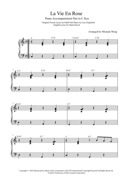 La Vie En Rose Tenor Or Soprano Saxophone And Piano Page 2