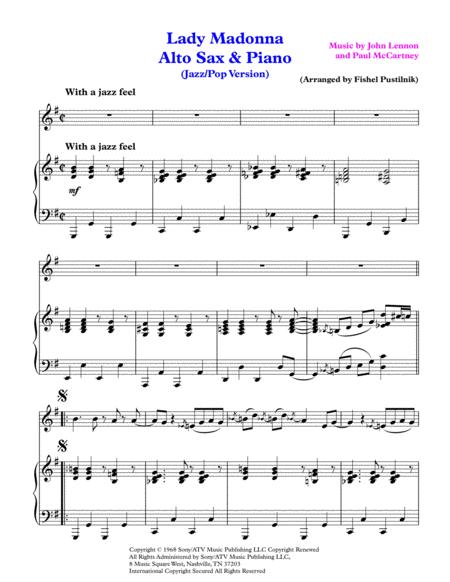 Lady Madonna Jazz Pop Version For Alto Sax And Piano Video Page 2