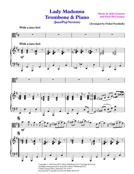 Lady Madonna Jazz Pop Version For Trombone And Piano Video Page 2