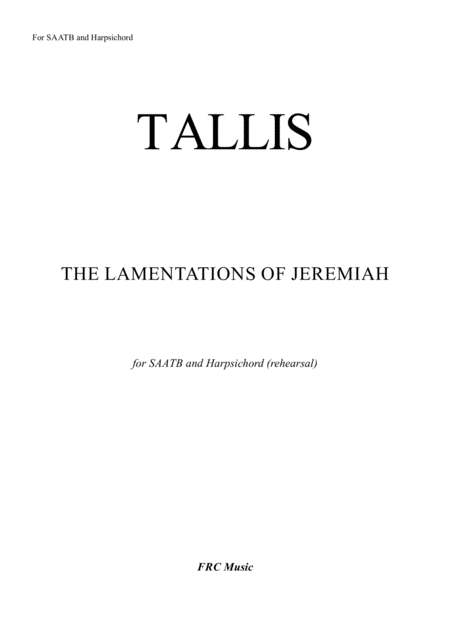 Lamentations Of Jeremiah For Saatb And Harpsichord Page 2