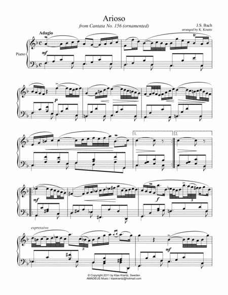 Largo Arioso Bwv 1056 For Easy Piano Solo Ornamented Page 2