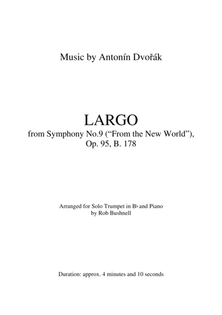 Largo From Symphony No 9 From The New World Dvorak Theme For Solo Trumpet And Piano Page 2