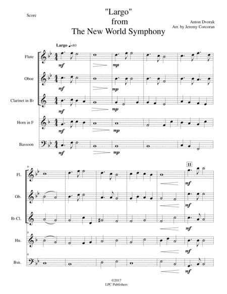 Largo From The New World Symphony For Woodwind Quintet Page 2