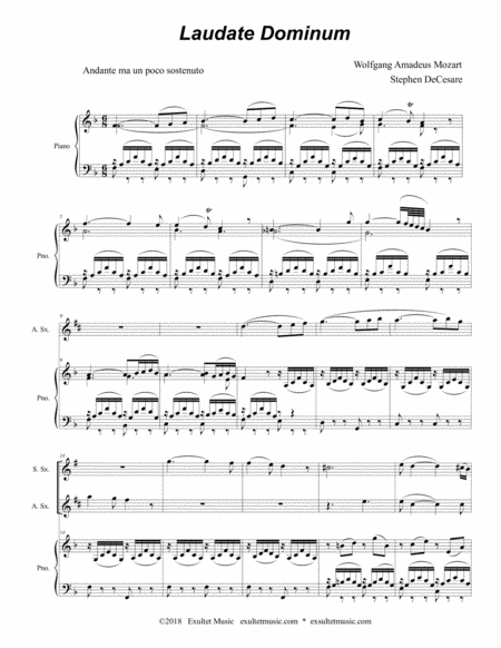 Laudate Dominum For Saxophone Quartet Piano Accompaniment Page 2