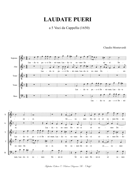 Laudate Pueri C Monteverdi A 5 Voci Da Cappella 1650 Page 2
