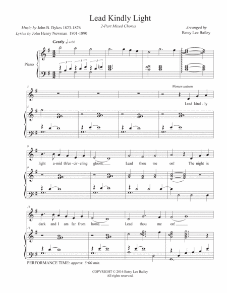 Lead Kindly Light For 2 Part Mixed Chorus And Piano Page 2