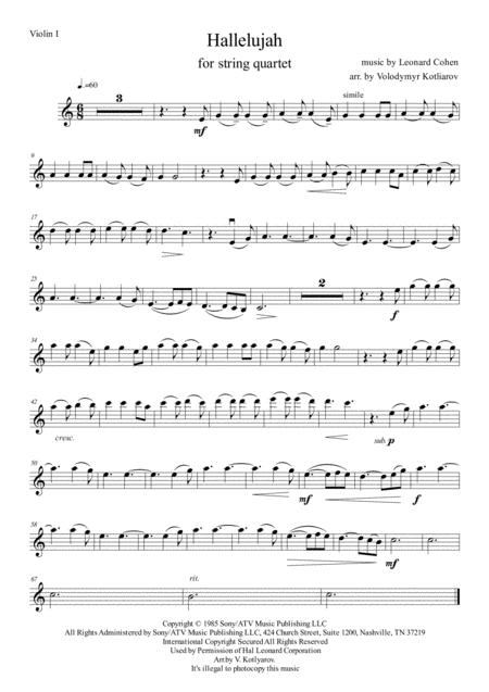 Leonard Cohen Hallelujah For String Quartet Soundtrack From Shrek Page 2