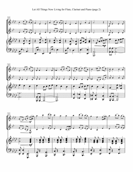 Let All Things Now Living For Flute Clarinet And Piano Page 2