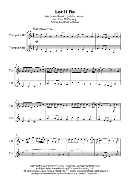 Let It Be By The Beatles For Trumpet Duet Page 2