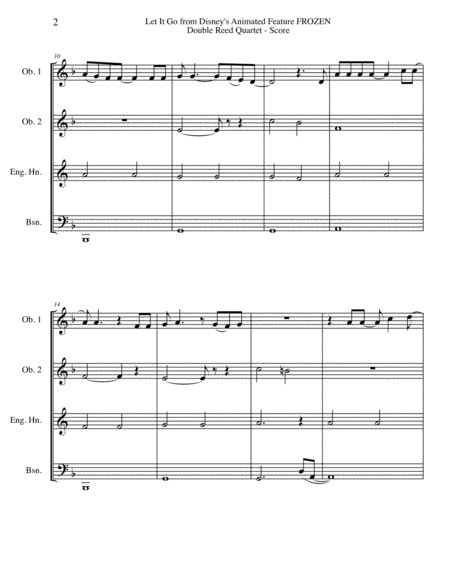 Let It Go From Disneys Animated Feature Frozen For Double Reed Quartet Page 2