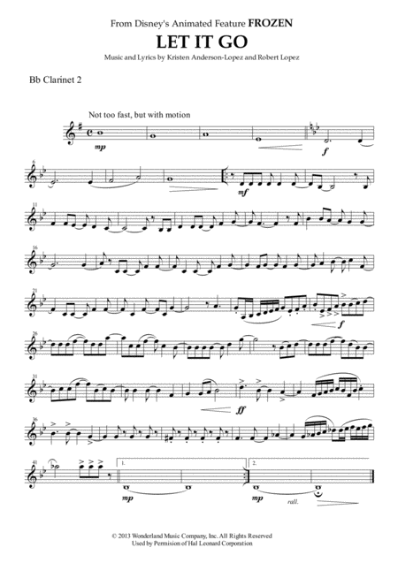 Let It Go From Frozen For Clarinet Quartet Page 2