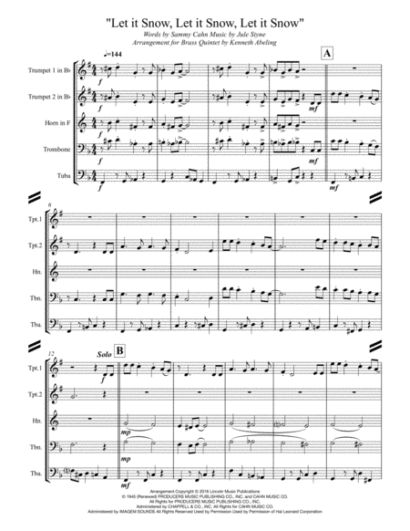 Let It Snow Let It Snow Let It Snow For Brass Quintet Page 2