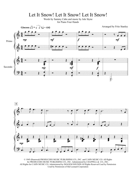 Let It Snow Let It Snow Let It Snow Piano Four Hands Page 2