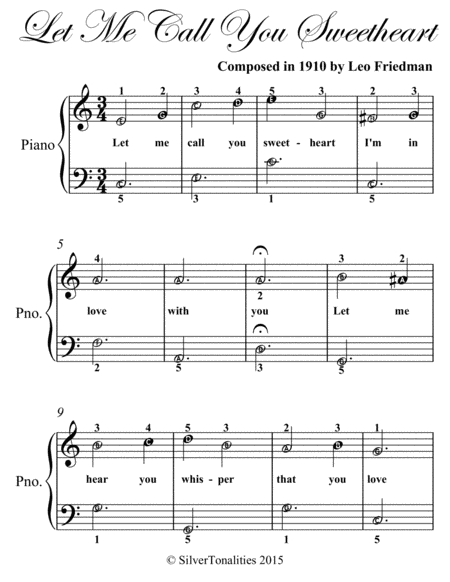 Let Me Call You Sweetheart Easiest Piano Sheet Music Page 2