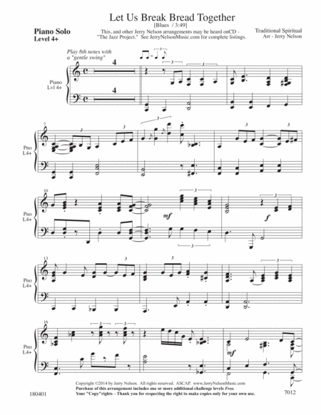 Let Us Break Bread Together 2 For 1 Piano Arrangements Page 2