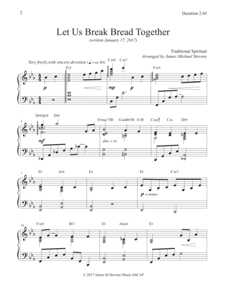 Let Us Break Bread Together Sacred Piano Page 2