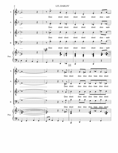 Li L Darlin Count Basie Classic For Satb Piano Optional Combo Page 2