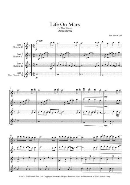 Life On Mars For Flute Quartet Page 2