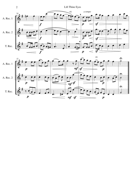 Lift Thine Eyes From Elijah For Recorder Trio 2 Altos 1 Tenor Page 2